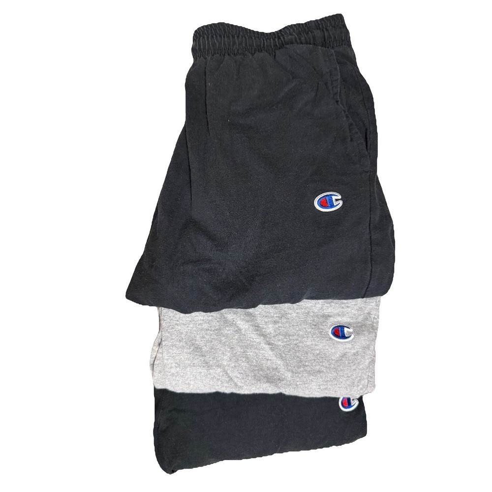 Champion Men Light Lounge Jersey Knit Casual Three Pants Size S, 2 Black 1 White